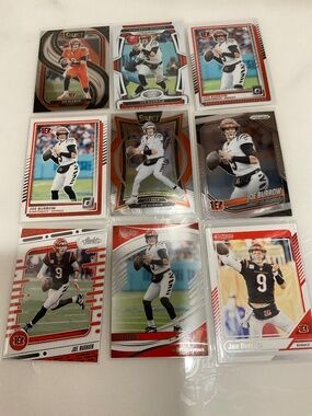 Joe Borrow 9 Card Lot Bengals Prizm, Optic, Select, Certified, Donruss Absolute